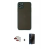 MARSİLYAN™- iPhone 11 Pro Max Kılıf Ahenk Çizgi Serisi - Siyah 3D Antistatik Hayalet Cam Ekran Koruyucu + Pers Alüminyum Kamera Lens - KI