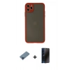 MARSİLYAN™- iPhone 11 Pro Max Kılıf Ahenk Çizgi Serisi - Siyah 3D Antistatik Hayalet Cam Ekran Koruyucu + Metal Kamera Lens Koruma Cam - MI