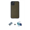 MARSİLYAN™- iPhone 11 Pro Max Kılıf Ahenk Çizgi Serisi - Siyah 3D Antistatik Seramik Nano Ekran Koruyucu + Shine Kamera Lens Koruma Cam - GI