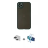 MARSİLYAN™- iPhone 11 Pro Max Kılıf Ahenk Çizgi Serisi - Siyah 3D Antistatik Seramik Nano Ekran Koruyucu + Pers Alüminyum Kamera Lens - SH