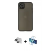 MARSİLYAN™- iPhone 11 Pro Max Kılıf Ahenk Çizgi Serisi - Siyah 3D Antistatik Seramik Nano Ekran Koruyucu + Pers Alüminyum Kamera Lens - SH