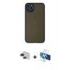 MARSİLYAN™- iPhone 11 Pro Max Kılıf Ahenk Çizgi Serisi - Siyah 3D Antistatik Seramik Nano Ekran Koruyucu + Pers Alüminyum Kamera Lens - SH