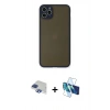 MARSİLYAN™- iPhone 11 Pro Max Kılıf Ahenk Çizgi Serisi - Siyah 3D Antistatik Seramik Nano Ekran Koruyucu + Pers Alüminyum Kamera Lens - LT