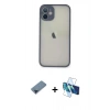 MARSİLYAN™- iPhone 11 Pro Max Kılıf Ahenk Çizgi Serisi - Siyah 3D Antistatik Seramik Nano Ekran Koruyucu + Metal Kamera Lens Koruma Cam - MI