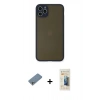 MARSİLYAN™- iPhone 11 Pro Max Kılıf Ahenk Çizgi Serisi - Siyah 6D Mat Seramik Hayalet Nano Ekran Koruyucu + Shine Kamera Lens Koruma Cam - GS
