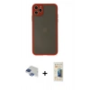 MARSİLYAN™- iPhone 11 Pro Max Kılıf Ahenk Çizgi Serisi - Siyah 6D Mat Seramik Hayalet Nano Ekran Koruyucu + Pers Alüminyum Kamera Lens - LT