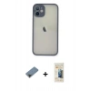 MARSİLYAN™- iPhone 11 Pro Max Kılıf Ahenk Çizgi Serisi - Siyah 6D Mat Seramik Hayalet Nano Ekran Koruyucu + Metal Kamera Lens Koruma Cam - SH