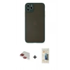 MARSİLYAN™- iPhone 11 Pro Max Kılıf Ahenk Çizgi Serisi - Siyah 6D Mat Seramik Hayalet Nano Ekran Koruyucu + Pers Alüminyum Kamera Lens - KI