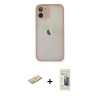 MARSİLYAN™- iPhone 11 Pro Max Kılıf Ahenk Çizgi Serisi - Siyah 6D Mat Seramik Hayalet Nano Ekran Koruyucu + Sarı Renkli Kamera Lens Koruma Cam