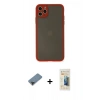 MARSİLYAN™- iPhone 11 Pro Max Kılıf Ahenk Çizgi Serisi - Siyah 6D Mat Seramik Hayalet Nano Ekran Koruyucu + Metal Kamera Lens Koruma Cam - SH