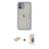 MARSİLYAN™- iPhone 11 Pro Max Kılıf Ahenk Çizgi Serisi - Siyah 6D Mat Seramik Hayalet Nano Ekran Koruyucu + Sarı Renkli Kamera Lens Koruma Cam