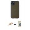 MARSİLYAN™- iPhone 11 Pro Max Kılıf Ahenk Çizgi Serisi - Siyah 6D Mat Seramik Hayalet Nano Ekran Koruyucu + Renkli Kamera Lens Koruma Cam - TU