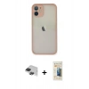 MARSİLYAN™- iPhone 11 Pro Max Kılıf Ahenk Çizgi Serisi - Siyah 6D Mat Seramik Hayalet Nano Ekran Koruyucu + Pers Alüminyum Kamera Lens - SH