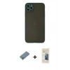MARSİLYAN™- iPhone 11 Pro Max Kılıf Ahenk Çizgi Serisi - Siyah 6D Mat Seramik Hayalet Nano Ekran Koruyucu + Metal Kamera Lens Koruma Cam - GS