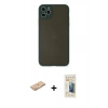 MARSİLYAN™- iPhone 11 Pro Max Kılıf Ahenk Çizgi Serisi - Siyah 6D Mat Seramik Hayalet Nano Ekran Koruyucu + Renkli Kamera Lens Koruma Cam - TU