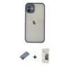 MARSİLYAN™- iPhone 11 Pro Max Kılıf Ahenk Çizgi Serisi - Siyah 6D Mat Seramik Hayalet Nano Ekran Koruyucu + Metal Kamera Lens Koruma Cam - MR