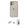 MARSİLYAN™- iPhone 11 Pro Max Kılıf Ahenk Çizgi Serisi - Siyah 6D Mat Seramik Hayalet Nano Ekran Koruyucu + Renkli Kamera Lens Koruma Cam - TU