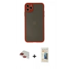 MARSİLYAN™- iPhone 11 Pro Max Kılıf Ahenk Çizgi Serisi - Siyah 6D Mat Seramik Hayalet Nano Ekran Koruyucu + Pers Alüminyum Kamera Lens - KI