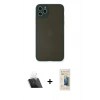 MARSİLYAN™- iPhone 11 Pro Max Kılıf Ahenk Çizgi Serisi - Siyah 6D Mat Seramik Hayalet Nano Ekran Koruyucu + Kamera Lens Koruma Cam - SF