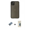 MARSİLYAN™- iPhone 11 Pro Max Kılıf Ahenk Çizgi Serisi - Siyah 6D Mat Seramik Hayalet Nano Ekran Koruyucu + Siyah Shine Kamera Lens Koruma Cam