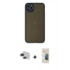 MARSİLYAN™- iPhone 11 Pro Max Kılıf Ahenk Çizgi Serisi - Siyah 6D Mat Seramik Hayalet Nano Ekran Koruyucu + Pers Alüminyum Kamera Lens - SH