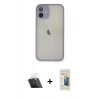 MARSİLYAN™- iPhone 11 Pro Max Kılıf Ahenk Çizgi Serisi - Siyah 6D Mat Seramik Hayalet Nano Ekran Koruyucu + Kamera Lens Koruma Cam - SF