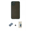 MARSİLYAN™- iPhone 11 Pro Max Kılıf Ahenk Çizgi Serisi - Siyah 6D Mat Seramik Hayalet Nano Ekran Koruyucu + Metal Kamera Lens Koruma Cam - MI