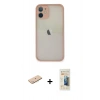 MARSİLYAN™- iPhone 11 Pro Max Kılıf Ahenk Çizgi Serisi - Siyah 6D Mat Seramik Hayalet Nano Ekran Koruyucu + Mavi Renkli Kamera Lens Koruma Cam