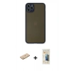 MARSİLYAN™- iPhone 11 Pro Max Kılıf Ahenk Çizgi Serisi - Siyah 6D Mat Seramik Hayalet Nano Ekran Koruyucu + Sarı Renkli Kamera Lens Koruma Cam