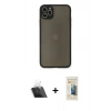 MARSİLYAN™- iPhone 11 Pro Max Kılıf Ahenk Çizgi Serisi - Siyah 6D Mat Seramik Hayalet Nano Ekran Koruyucu + Kamera Lens Koruma Cam - SF