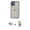 MARSİLYAN™- iPhone 11 Pro Max Kılıf Ahenk Çizgi Serisi - Siyah 6D Mat Seramik Hayalet Nano Ekran Koruyucu + Pers Alüminyum Kamera Lens - YL