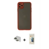 MARSİLYAN™- iPhone 11 Pro Max Kılıf Ahenk Çizgi Serisi - Siyah 6D Mat Seramik Hayalet Nano Ekran Koruyucu + Pers Alüminyum Kamera Lens - YL
