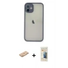 MARSİLYAN™- iPhone 11 Pro Max Kılıf Ahenk Çizgi Serisi - Siyah 6D Mat Seramik Hayalet Nano Ekran Koruyucu + Renkli Kamera Lens Koruma Cam - TU