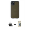 MARSİLYAN™- iPhone 11 Pro Max Kılıf Ahenk Çizgi Serisi - Siyah 6D Mat Seramik Hayalet Nano Ekran Koruyucu + Kamera Lens Koruma Cam - SF