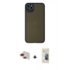 MARSİLYAN™- iPhone 11 Pro Max Kılıf Ahenk Çizgi Serisi - Siyah 6D Mat Seramik Hayalet Nano Ekran Koruyucu + Pers Alüminyum Kamera Lens - KI