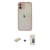 MARSİLYAN™- iPhone 11 Pro Max Kılıf Ahenk Çizgi Serisi - Siyah 6D Mat Seramik Hayalet Nano Ekran Koruyucu + Yeşil Renkli Kamera Lens Koruma Cam
