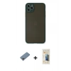 MARSİLYAN™- iPhone 11 Pro Max Kılıf Ahenk Çizgi Serisi - Siyah 6D Mat Seramik Hayalet Nano Ekran Koruyucu + Shine Kamera Lens Koruma Cam - GI