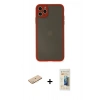MARSİLYAN™- iPhone 11 Pro Max Kılıf Ahenk Çizgi Serisi - Siyah 6D Mat Seramik Hayalet Nano Ekran Koruyucu + Sarı Renkli Kamera Lens Koruma Cam