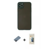 MARSİLYAN™- iPhone 11 Pro Max Kılıf Ahenk Çizgi Serisi - Siyah 6D Mat Seramik Hayalet Nano Ekran Koruyucu + Metal Kamera Lens Koruma Cam - SH