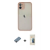 MARSİLYAN™- iPhone 11 Pro Max Kılıf Ahenk Çizgi Serisi - Siyah 6D Mat Seramik Hayalet Nano Ekran Koruyucu + Metal Kamera Lens Koruma Cam - MR