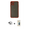 MARSİLYAN™- iPhone 11 Pro Max Kılıf Ahenk Çizgi Serisi - Siyah 6D Mat Seramik Hayalet Nano Ekran Koruyucu + Pers Alüminyum Kamera Lens - SH