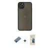 MARSİLYAN™- iPhone 11 Pro Max Kılıf Ahenk Çizgi Serisi - Siyah 6D Mat Seramik Hayalet Nano Ekran Koruyucu + Metal Kamera Lens Koruma Cam - MI