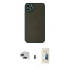 MARSİLYAN™- iPhone 11 Pro Max Kılıf Ahenk Çizgi Serisi - Siyah 6D Mat Seramik Hayalet Nano Ekran Koruyucu + Pers Alüminyum Kamera Lens - SH
