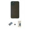MARSİLYAN™- iPhone 11 Pro Max Kılıf Ahenk Çizgi Serisi - Siyah 6D Mat Seramik Hayalet Nano Ekran Koruyucu + Metal Kamera Lens Koruma Cam - MR