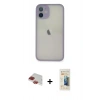 MARSİLYAN™- iPhone 11 Pro Max Kılıf Ahenk Çizgi Serisi - Siyah 6D Mat Seramik Hayalet Nano Ekran Koruyucu + Pers Alüminyum Kamera Lens - KI