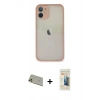 MARSİLYAN™- iPhone 11 Pro Max Kılıf Ahenk Çizgi Serisi - Siyah 6D Mat Seramik Hayalet Nano Ekran Koruyucu + Gold Rainbow Kamera Lens Koruma Cam