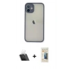 MARSİLYAN™- iPhone 11 Pro Max Kılıf Ahenk Çizgi Serisi - Siyah 6D Mat Seramik Hayalet Nano Ekran Koruyucu + Kamera Lens Koruma Cam - SF