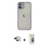 MARSİLYAN™- iPhone 11 Pro Max Kılıf Ahenk Çizgi Serisi - Siyah 6D Mat Seramik Hayalet Nano Ekran Koruyucu + Pers Alüminyum Kamera Lens - SH