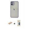 MARSİLYAN™- iPhone 11 Pro Max Kılıf Ahenk Çizgi Serisi - Siyah 6D Mat Seramik Hayalet Nano Ekran Koruyucu + Renkli Kamera Lens Koruma Cam - TU