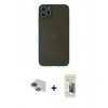 MARSİLYAN™- iPhone 11 Pro Max Kılıf Ahenk Çizgi Serisi - Siyah 6D Mat Seramik Hayalet Nano Ekran Koruyucu + Pers Alüminyum Kamera Lens - LT